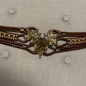 Unique leather and metal belt